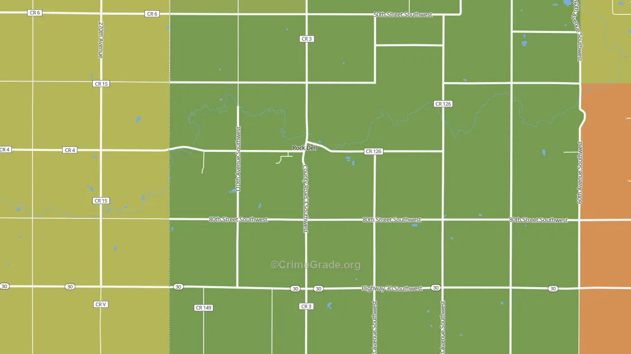 Rock Dell, MN Map of Murder Rates