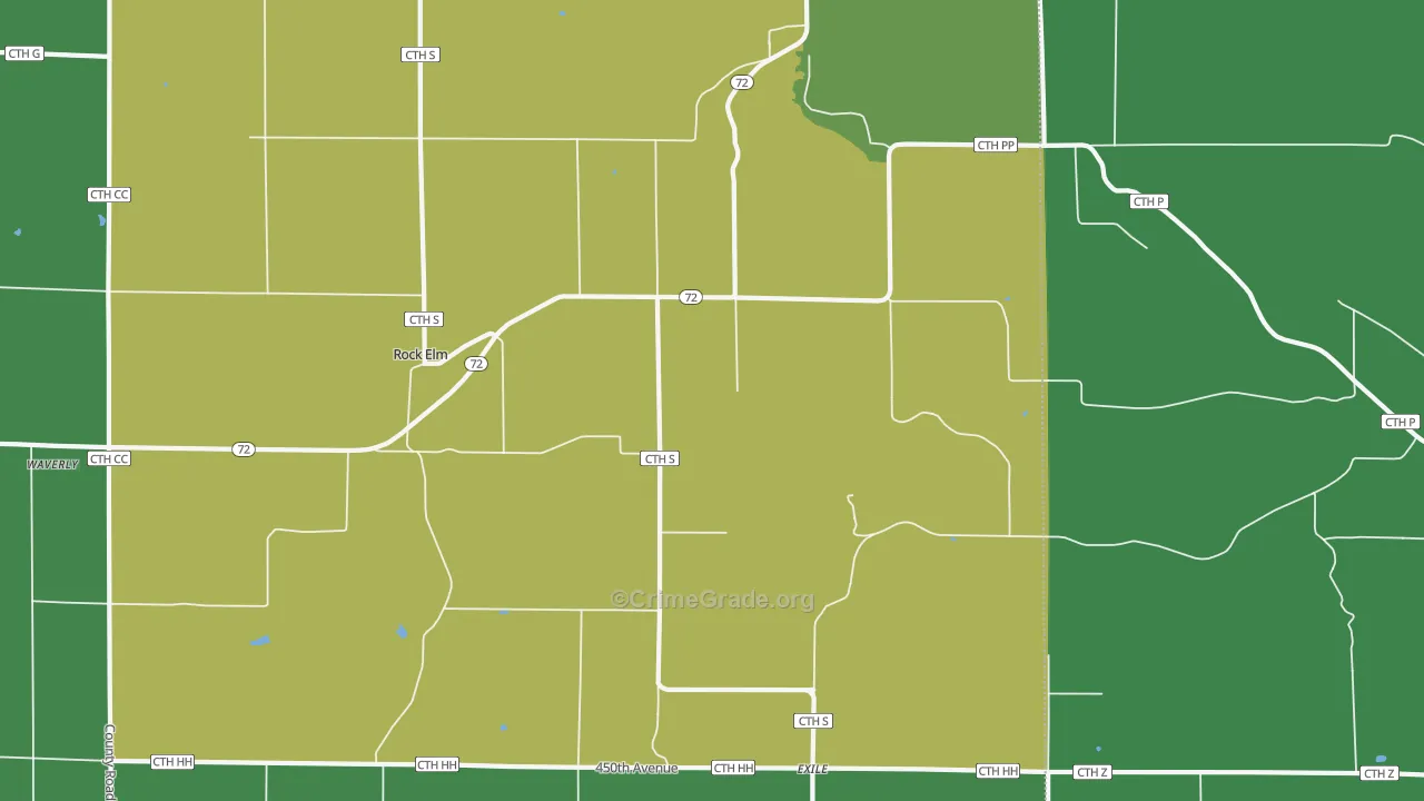 Rock Elm, WI Map of Murder Rates