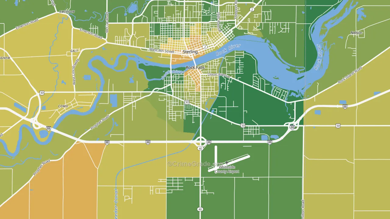 Rock Falls, IL Map of Murder Rates