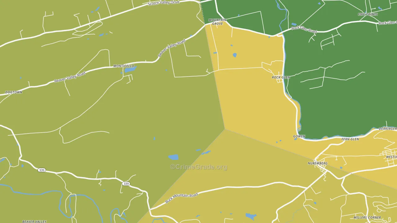 Rock Glen, PA Map of Murder Rates