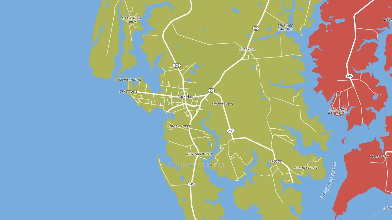 Rock Hall, MD Map of Murder Rates
