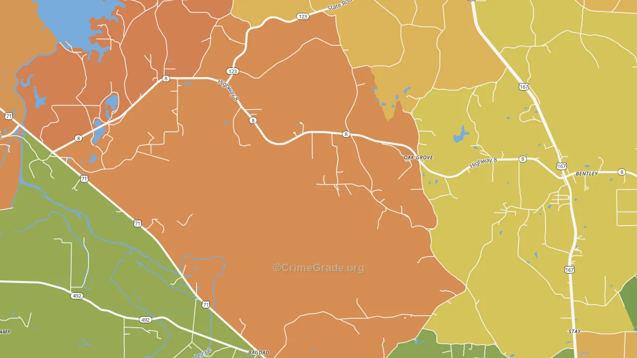 Rock Hill, LA Map of Murder Rates