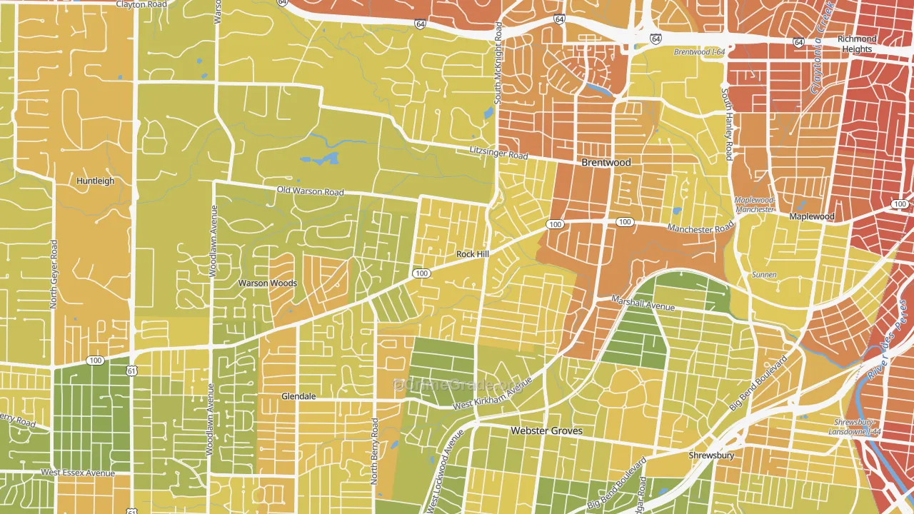 Rock Hill, MO Map of Murder Rates