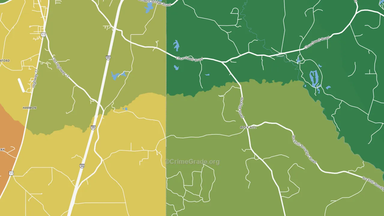Rock Hill, MS Map of Murder Rates