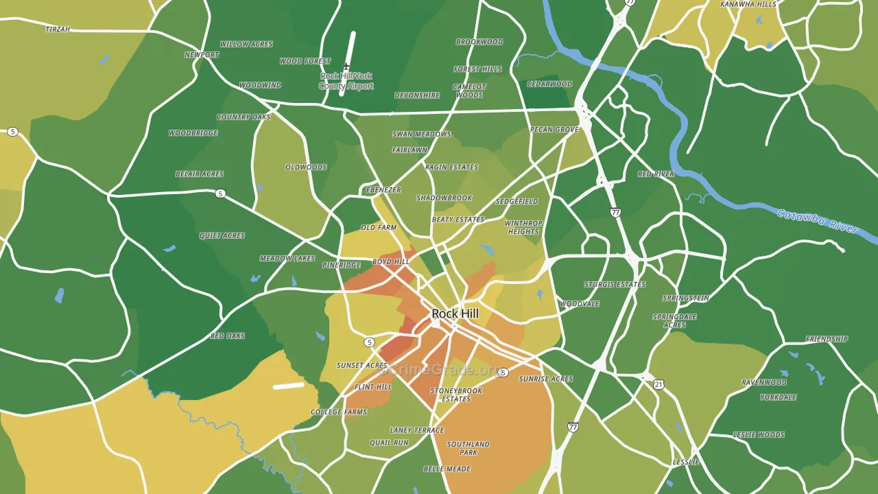 Rock Hill, SC Map of Murder Rates