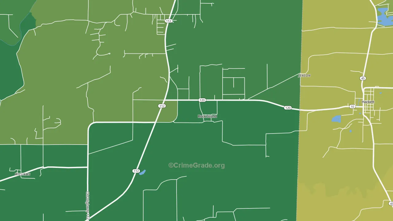Rock Island, OK Map of Murder Rates