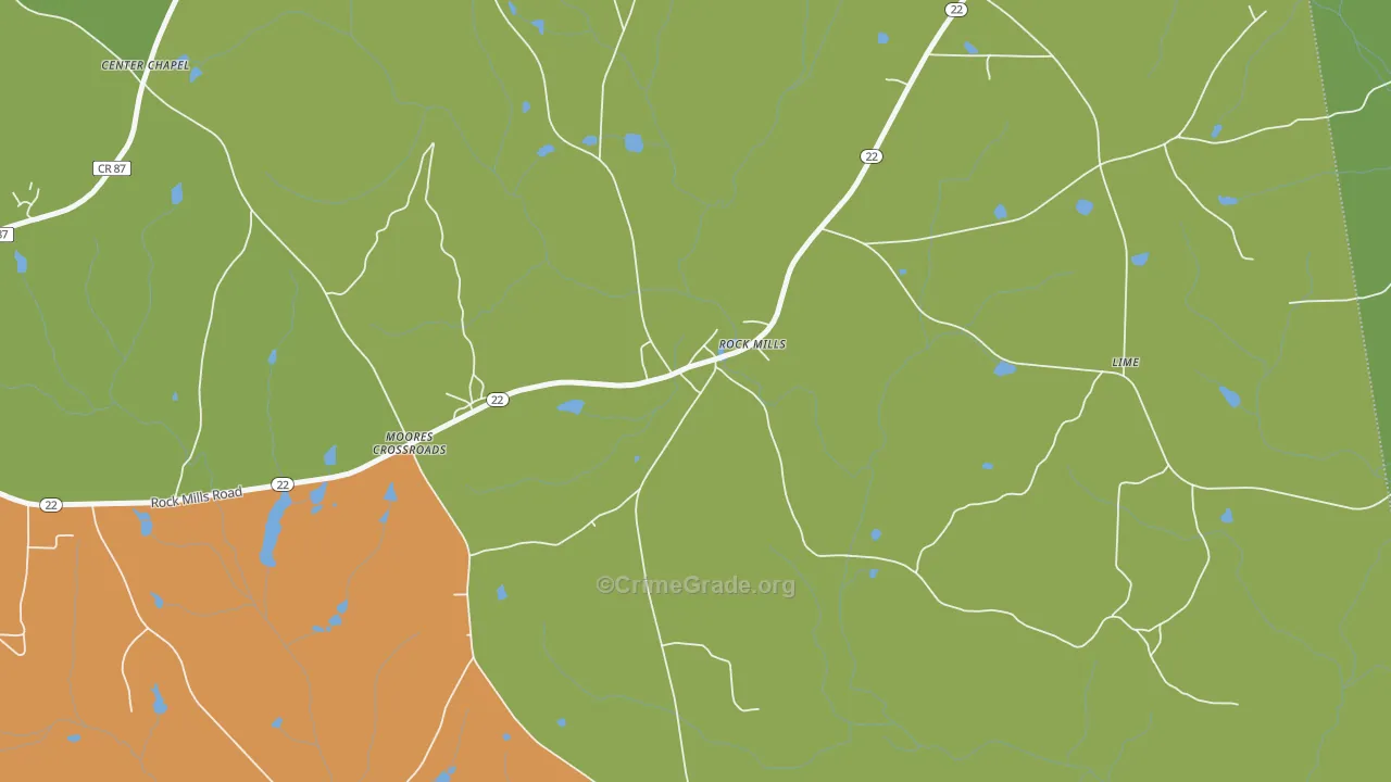 Rock Mills, AL Map of Murder Rates