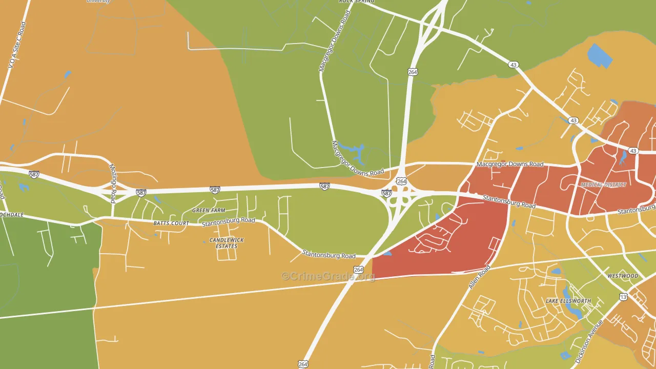 Rock Spring, NC Map of Murder Rates