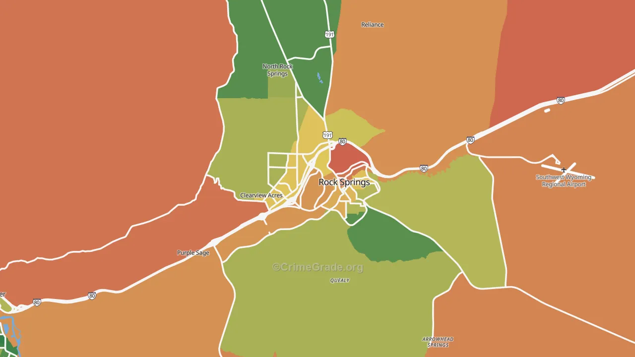 Rock Springs, WY Map of Murder Rates