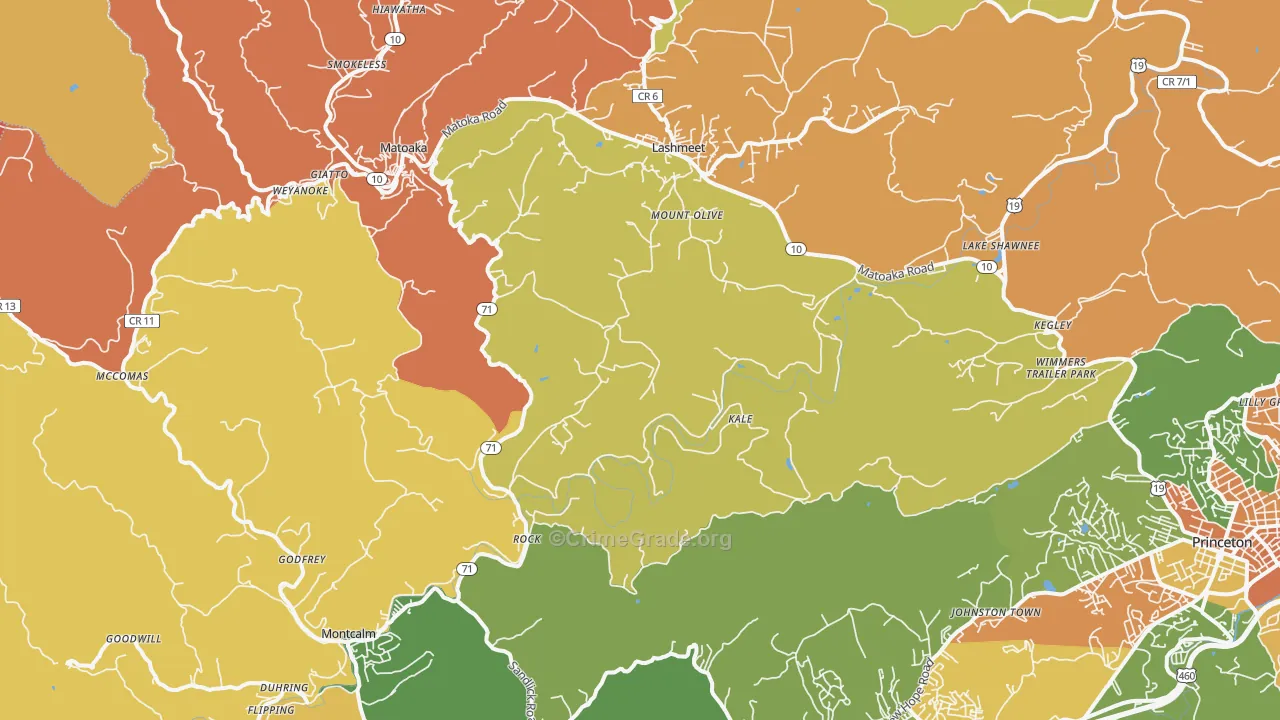 Rock, WV Map of Murder Rates