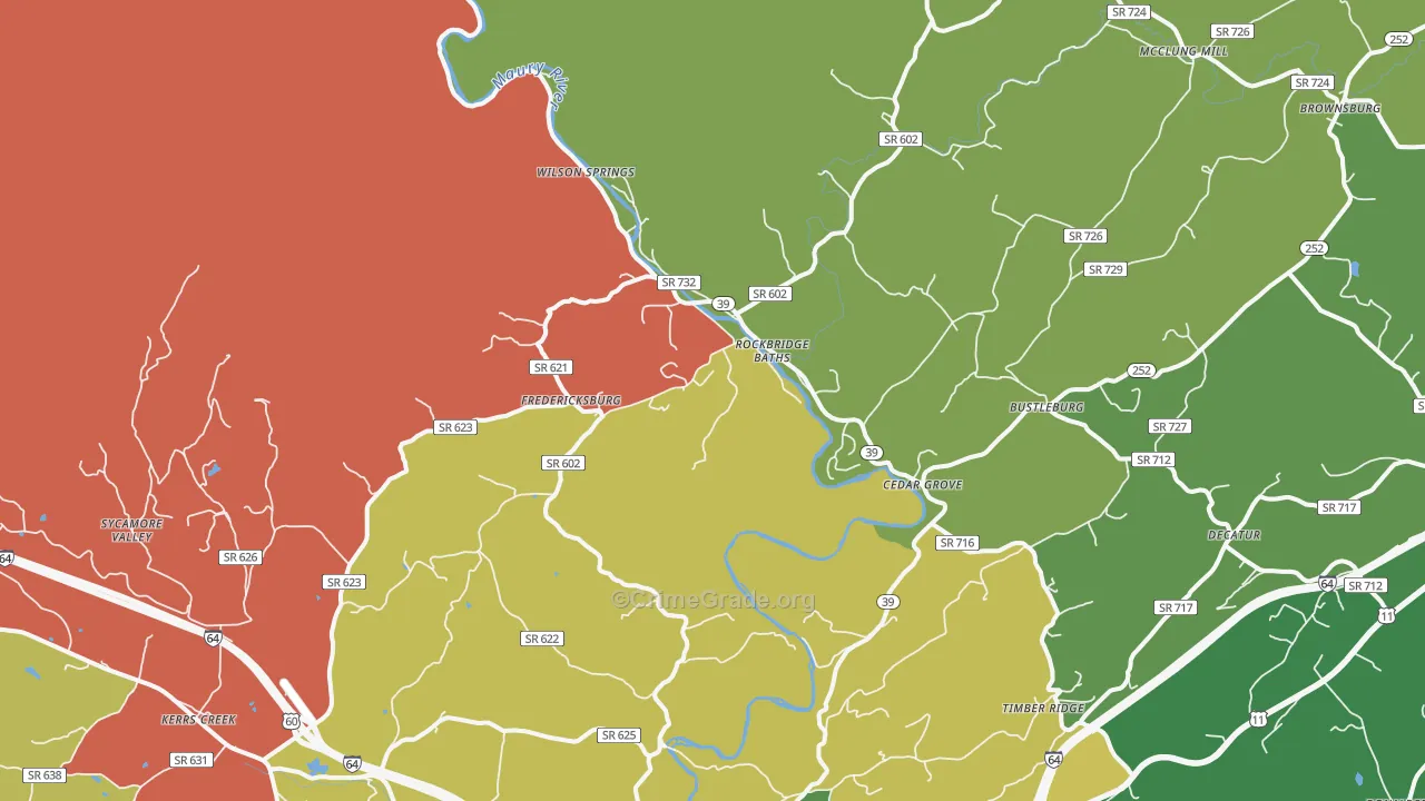 Rockbridge Baths, VA Map of Murder Rates