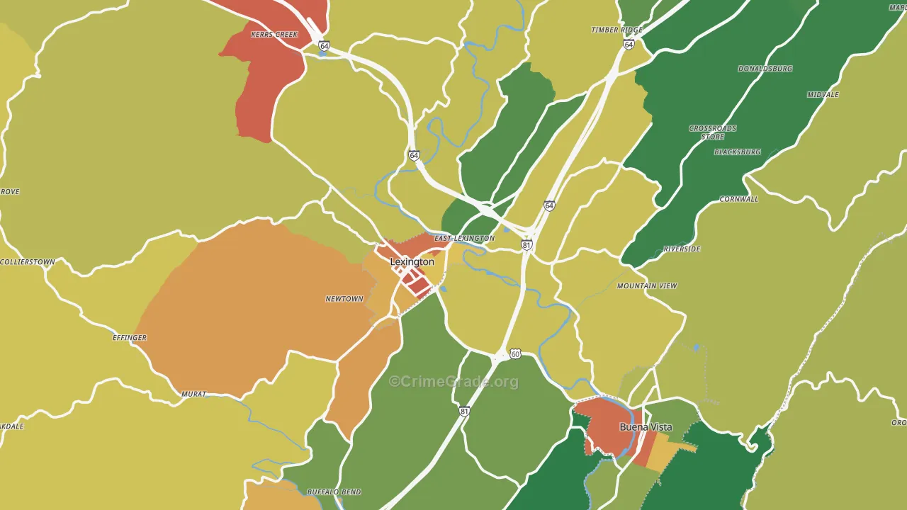 Rockbridge County, VA Map of Murder Rates