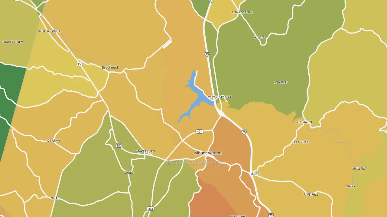 Rockcastle County, KY Map of Murder Rates