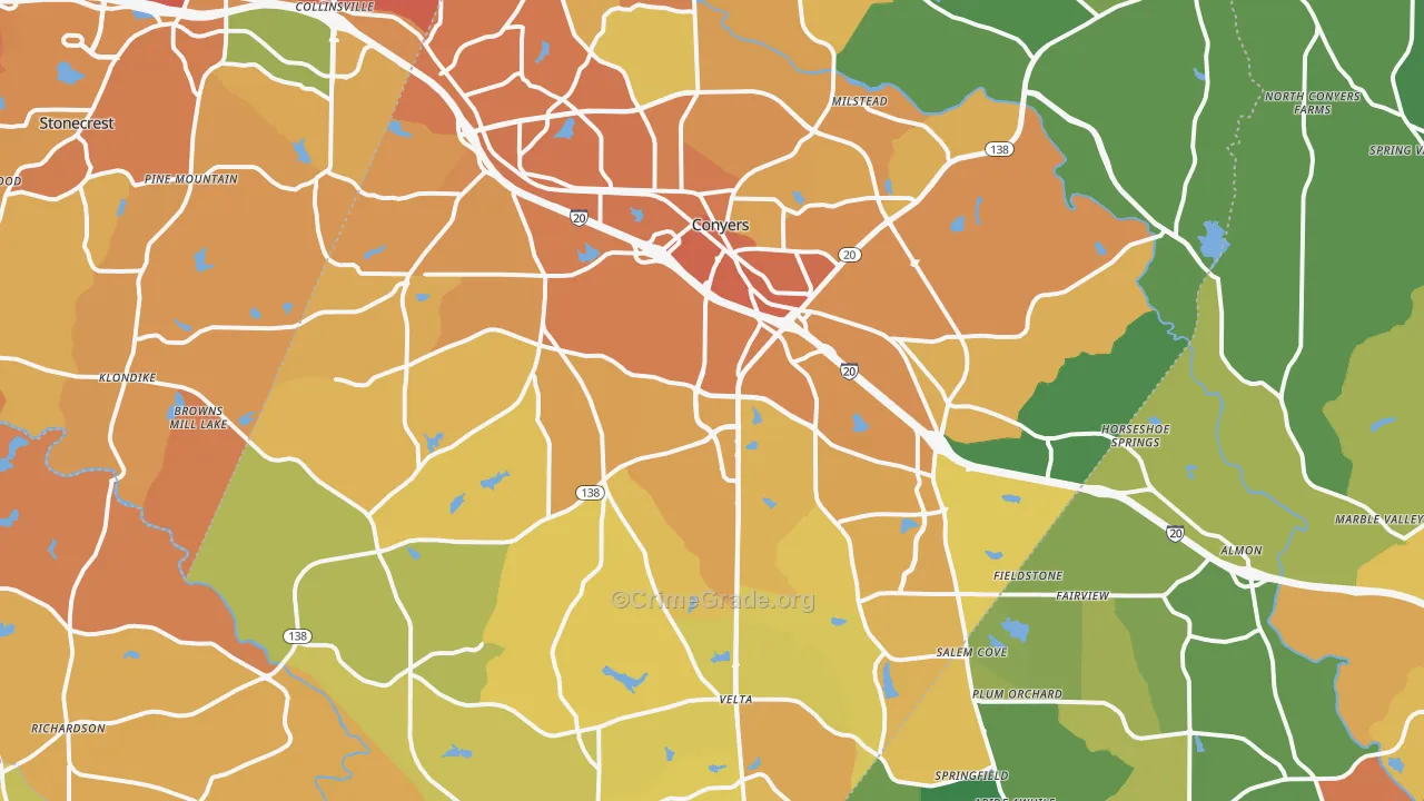 Rockdale County, GA Map of Murder Rates