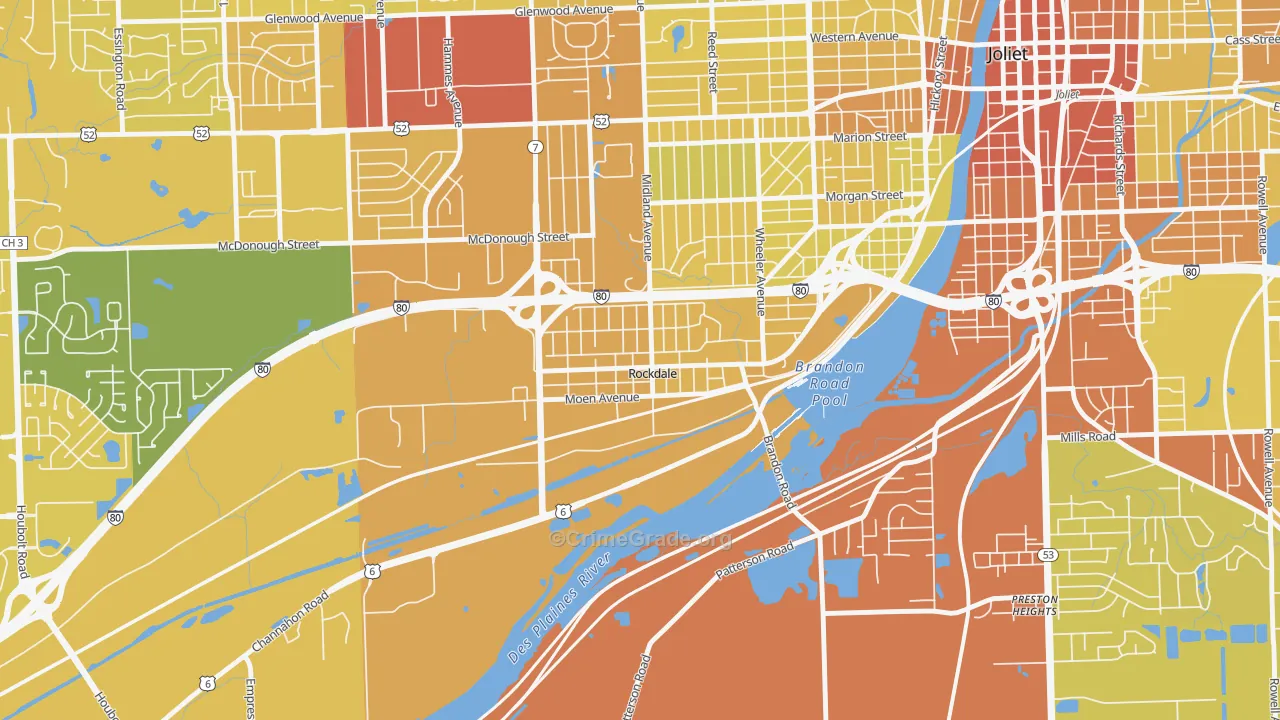 Rockdale, IL Map of Murder Rates