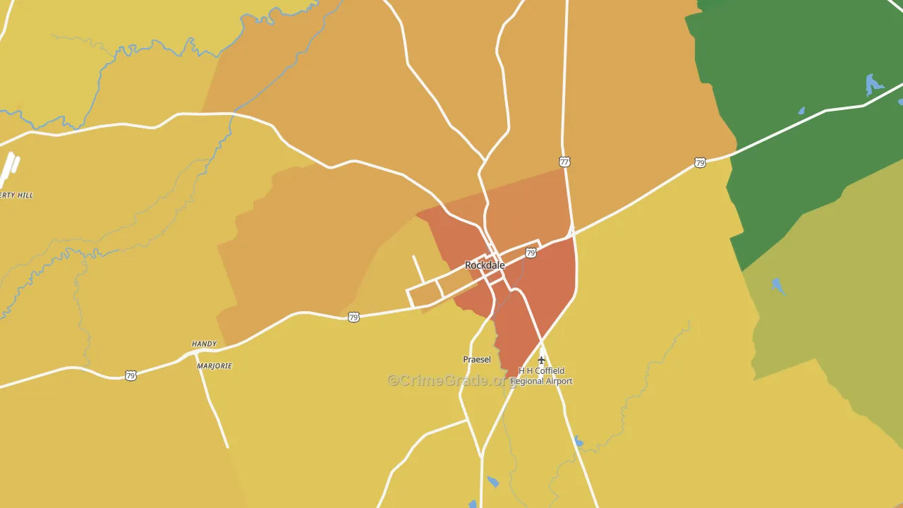 Rockdale, TX Map of Murder Rates