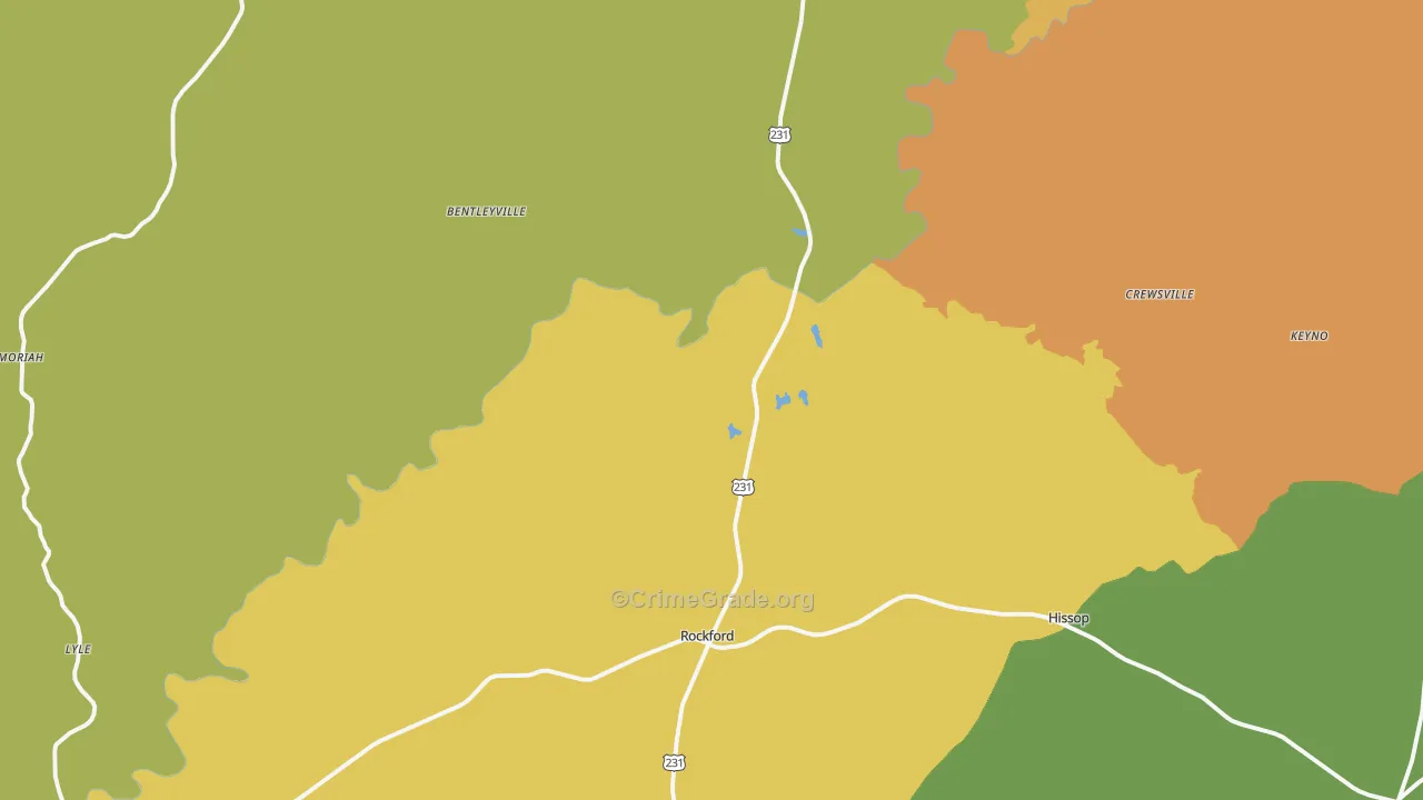 Rockford, AL Map of Murder Rates