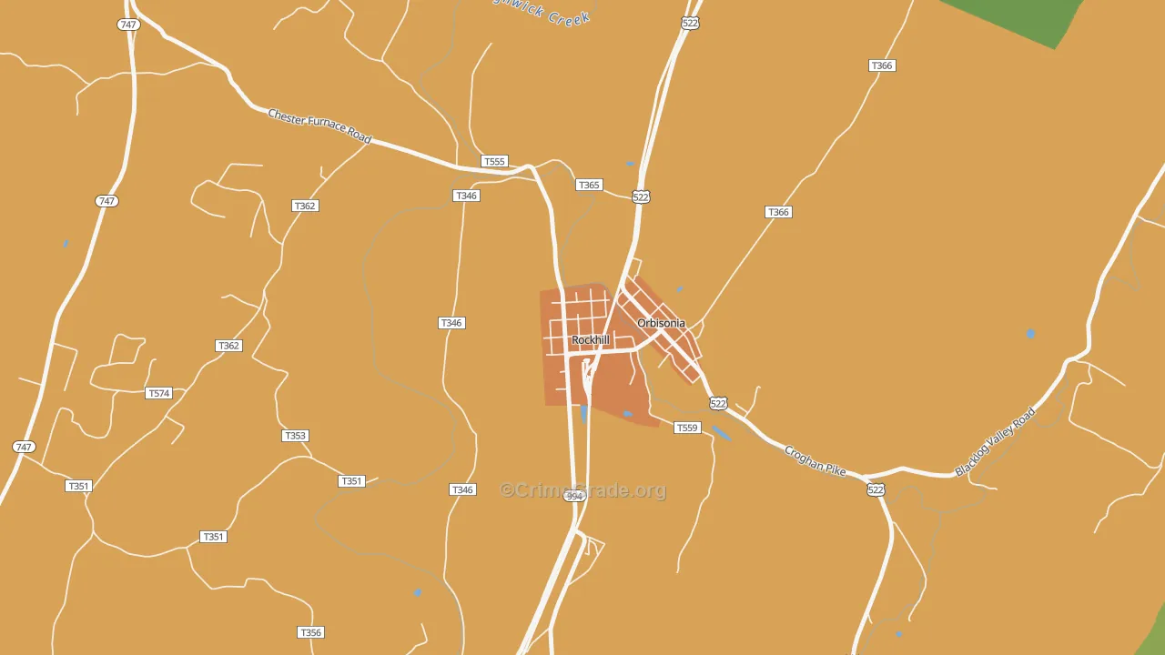 Rockhill, PA Map of Murder Rates