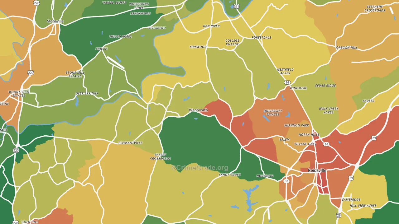 Rockingham County, NC Map of Murder Rates