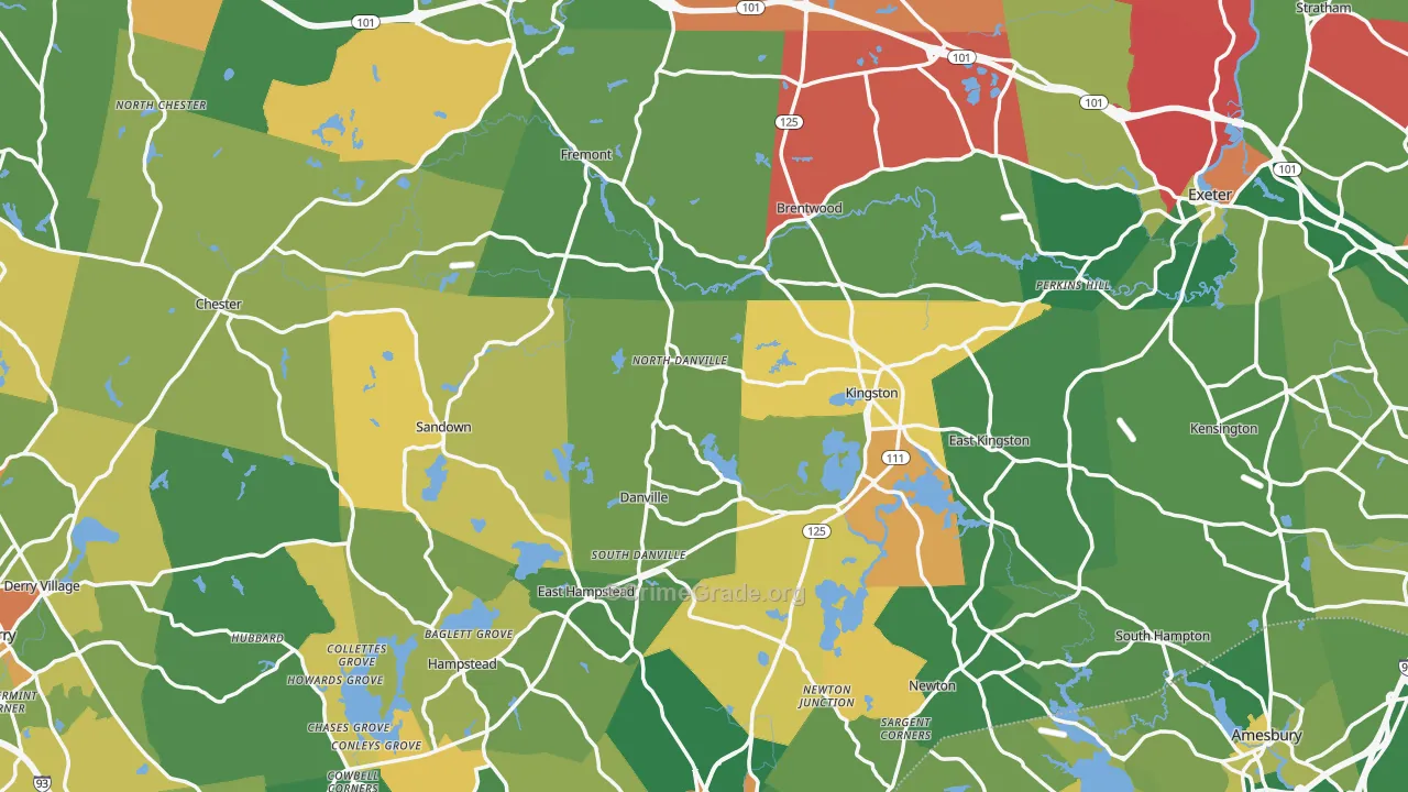 Rockingham County, NH Map of Murder Rates