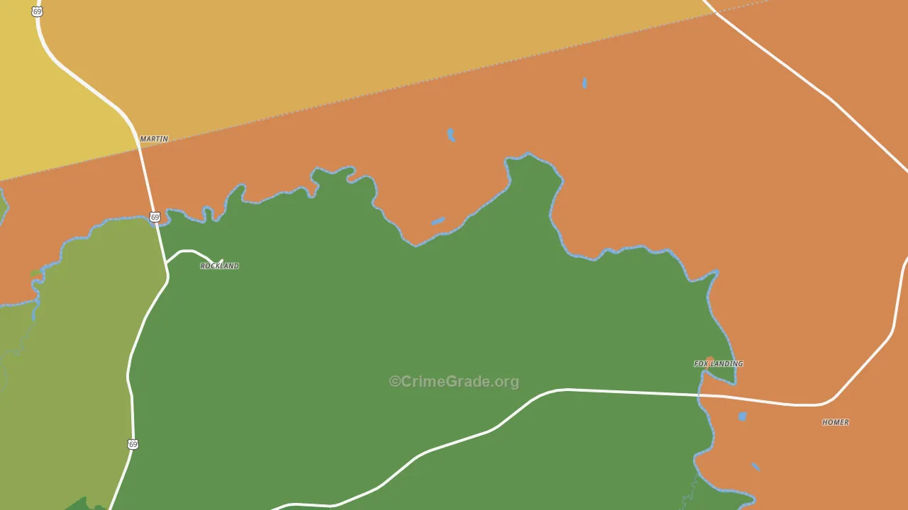 Rockland, TX Map of Murder Rates