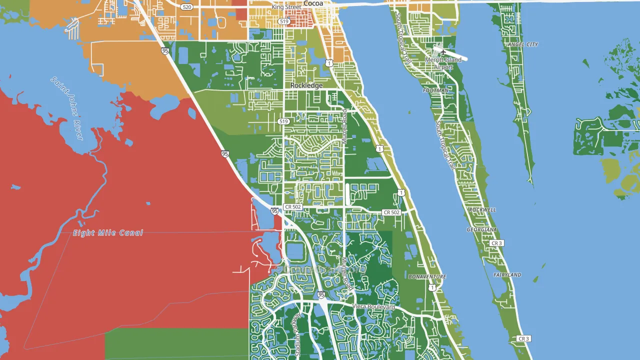 Rockledge, FL Map of Murder Rates