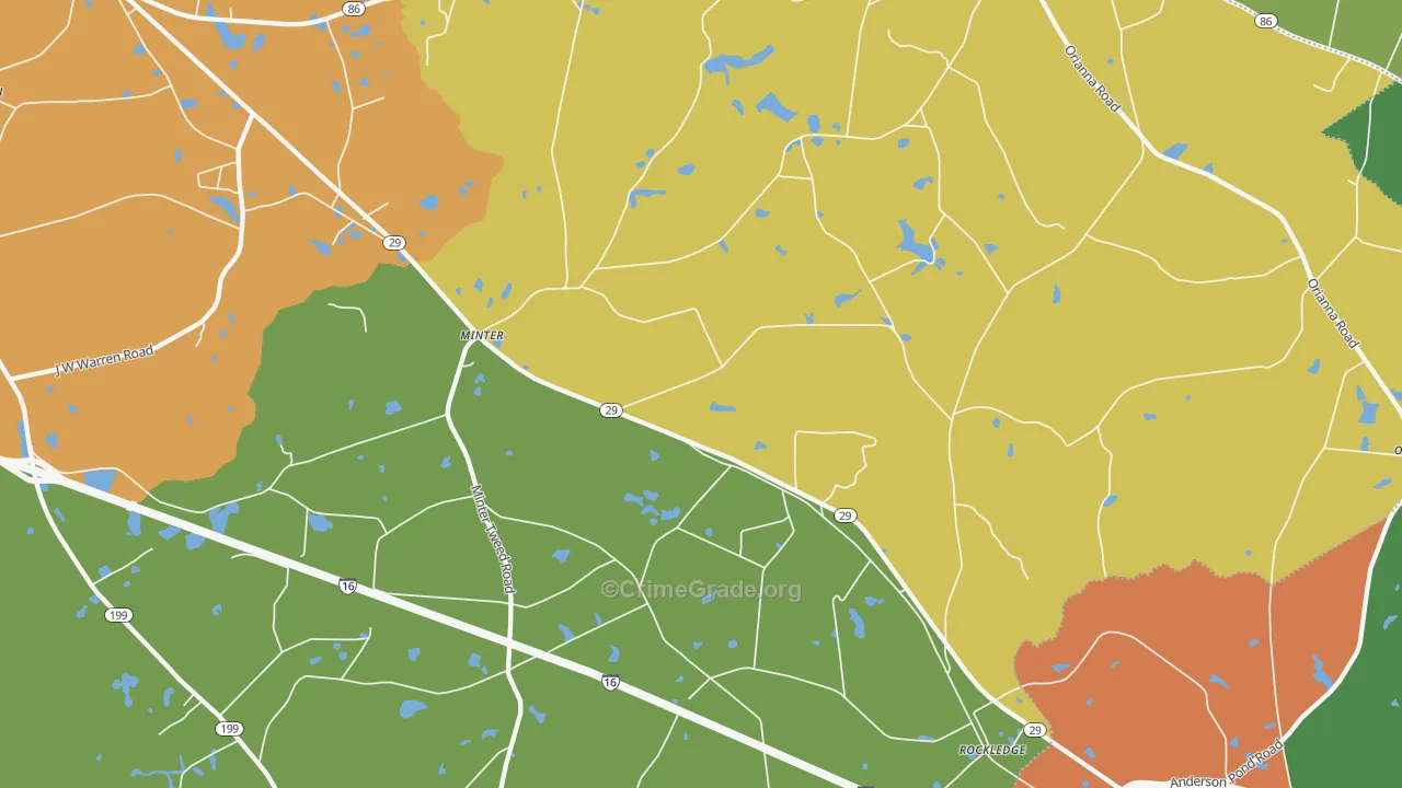 Rockledge, GA Map of Murder Rates