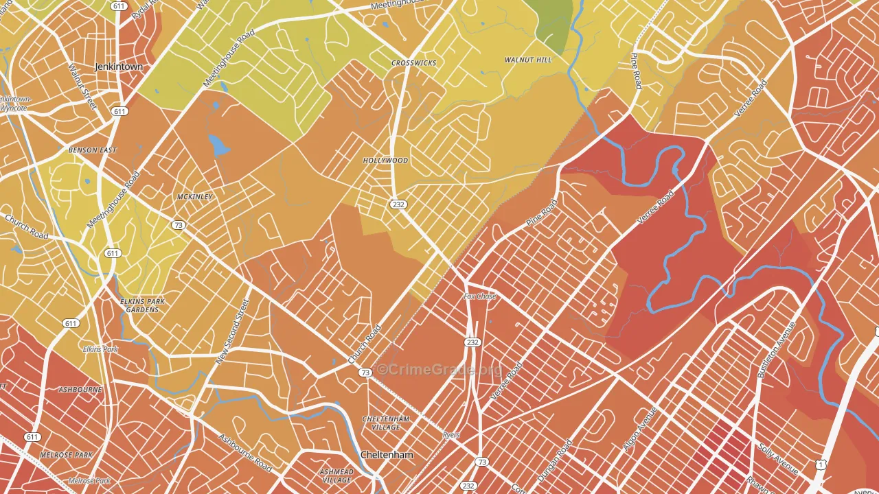 Rockledge, PA Map of Murder Rates