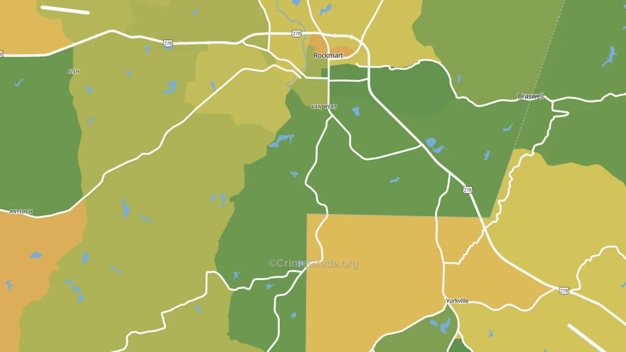 Rockmart, GA Map of Murder Rates