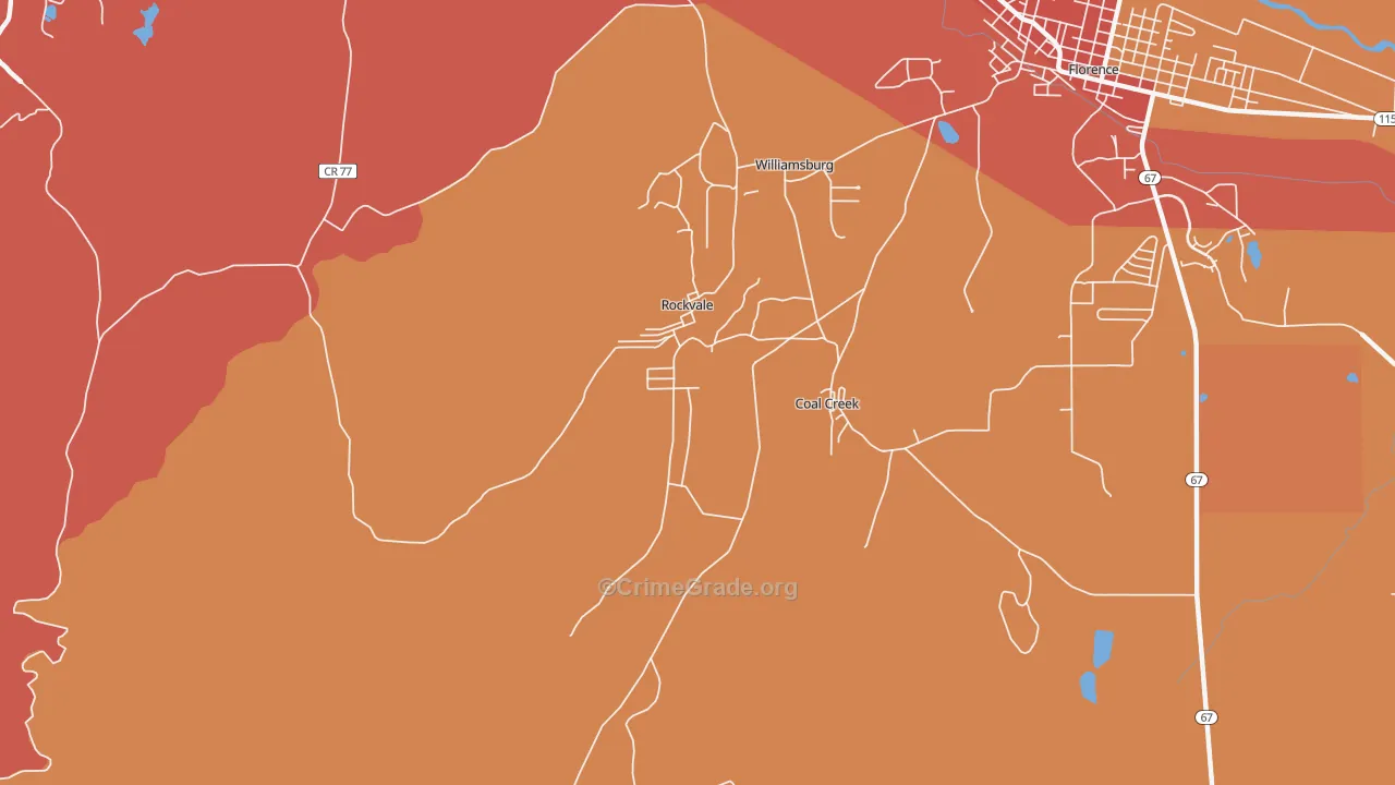 Rockvale, CO Map of Murder Rates