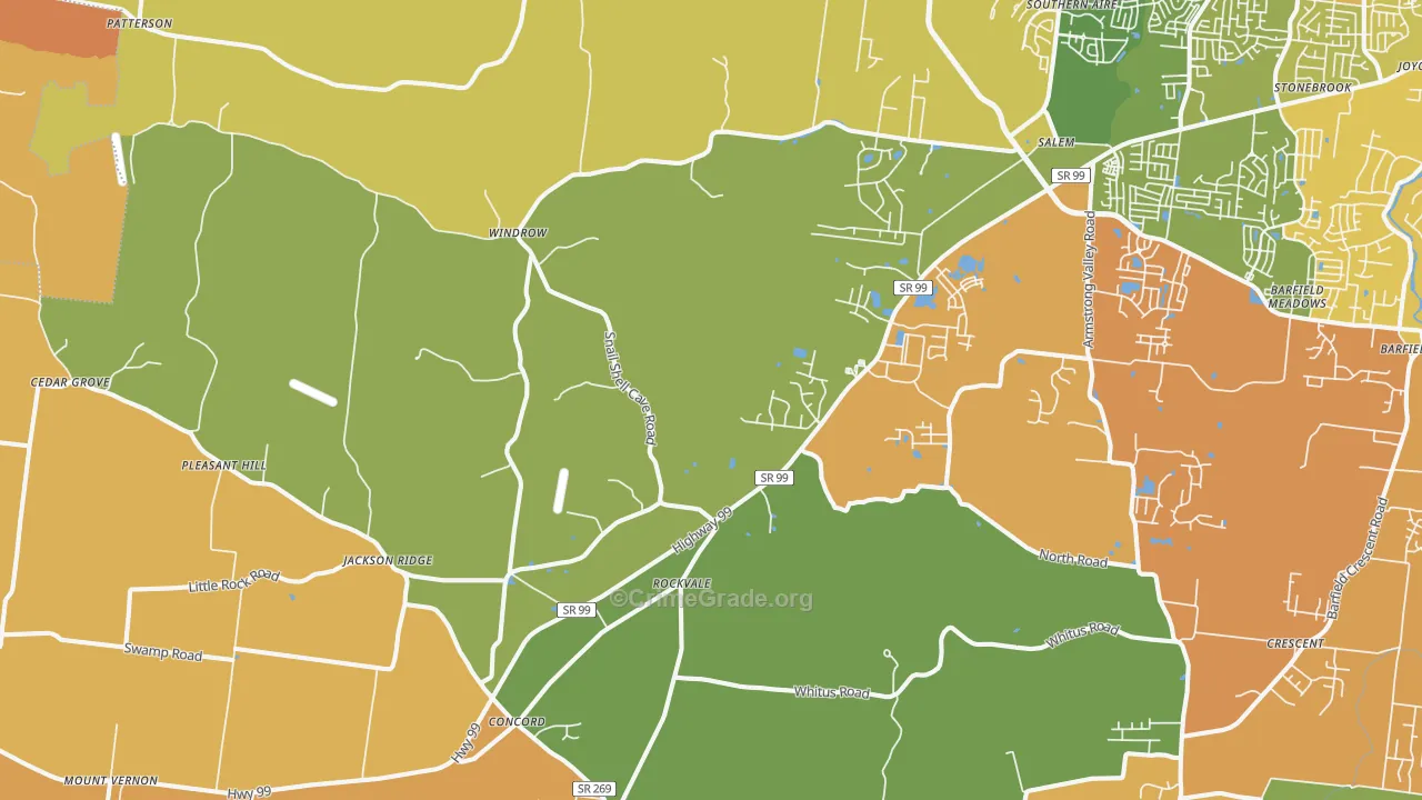 Rockvale, TN Map of Murder Rates