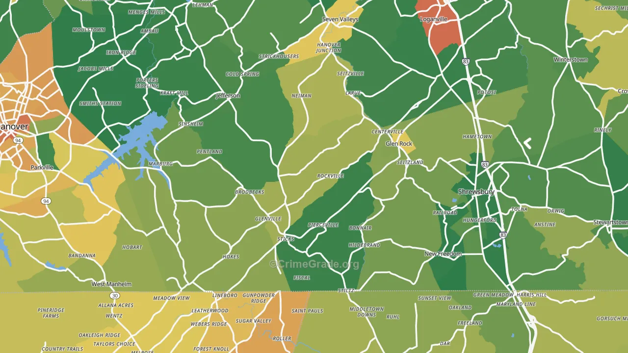 Rockville, PA Map of Murder Rates