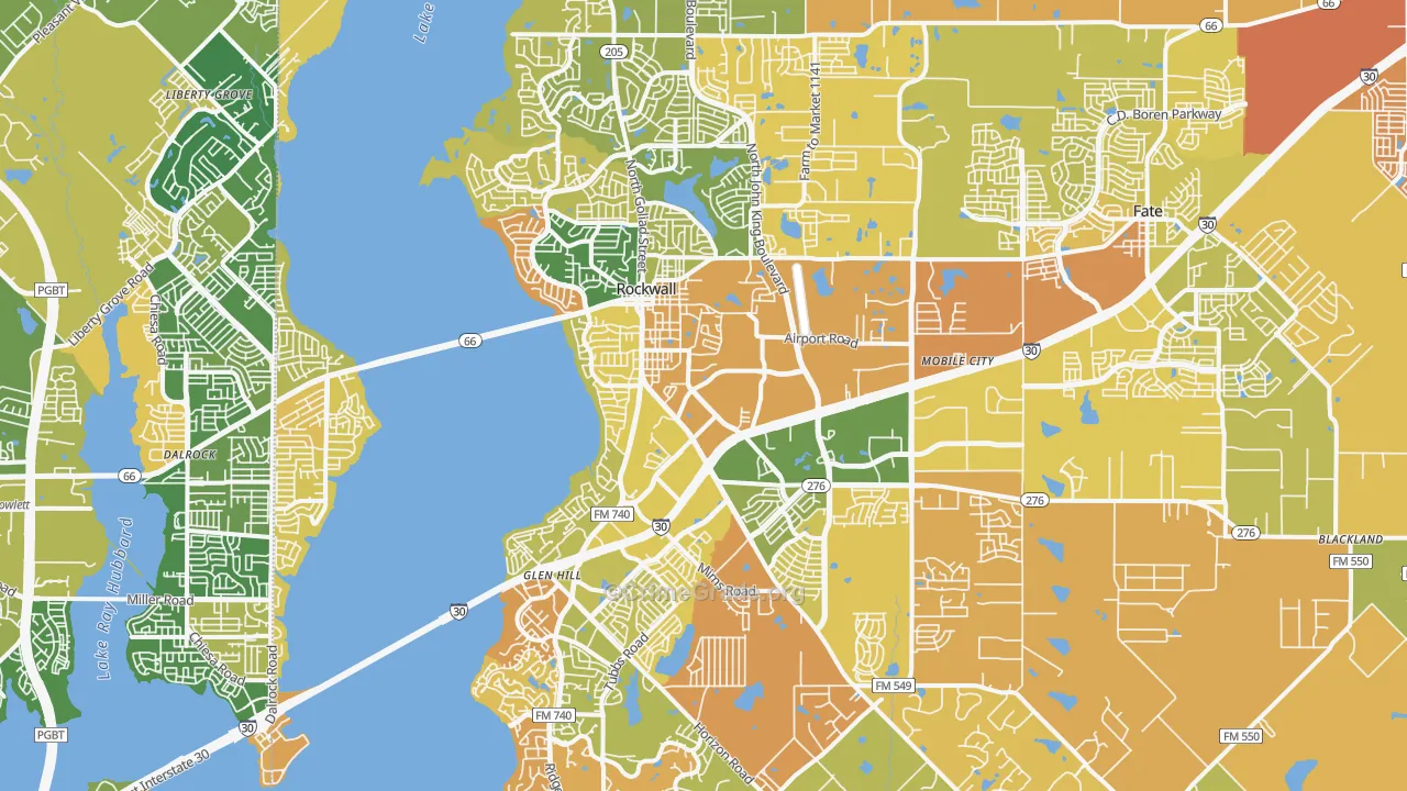 Rockwall, TX Map of Murder Rates