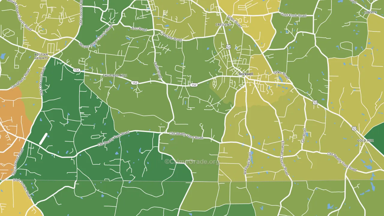 Rockwell, NC Map of Murder Rates
