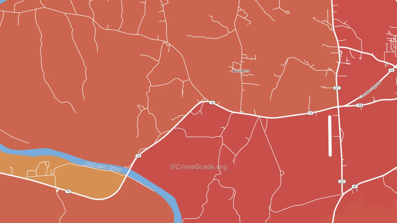 Rockwest, AL Map of Murder Rates