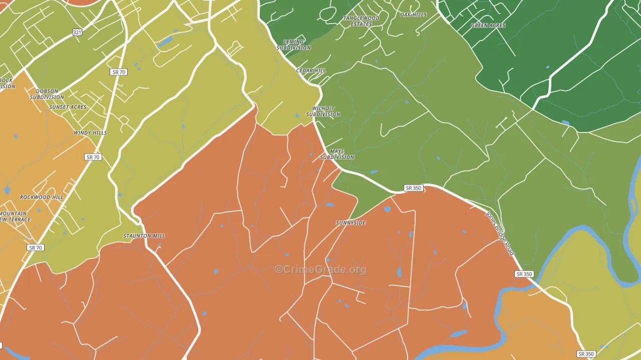 Rockwood Hill, TN Map of Murder Rates