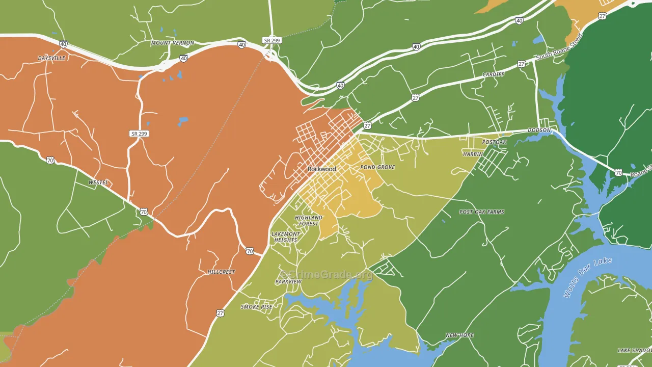 Rockwood, TN Map of Murder Rates