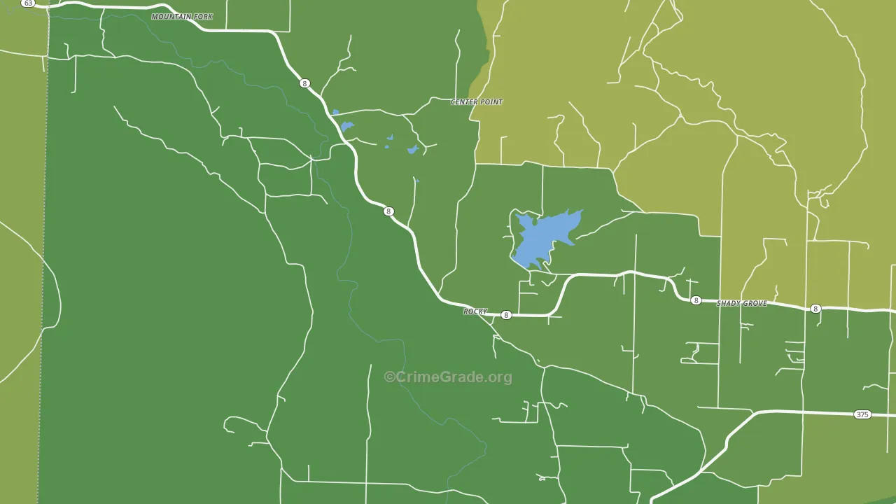 Rocky, AR Map of Murder Rates
