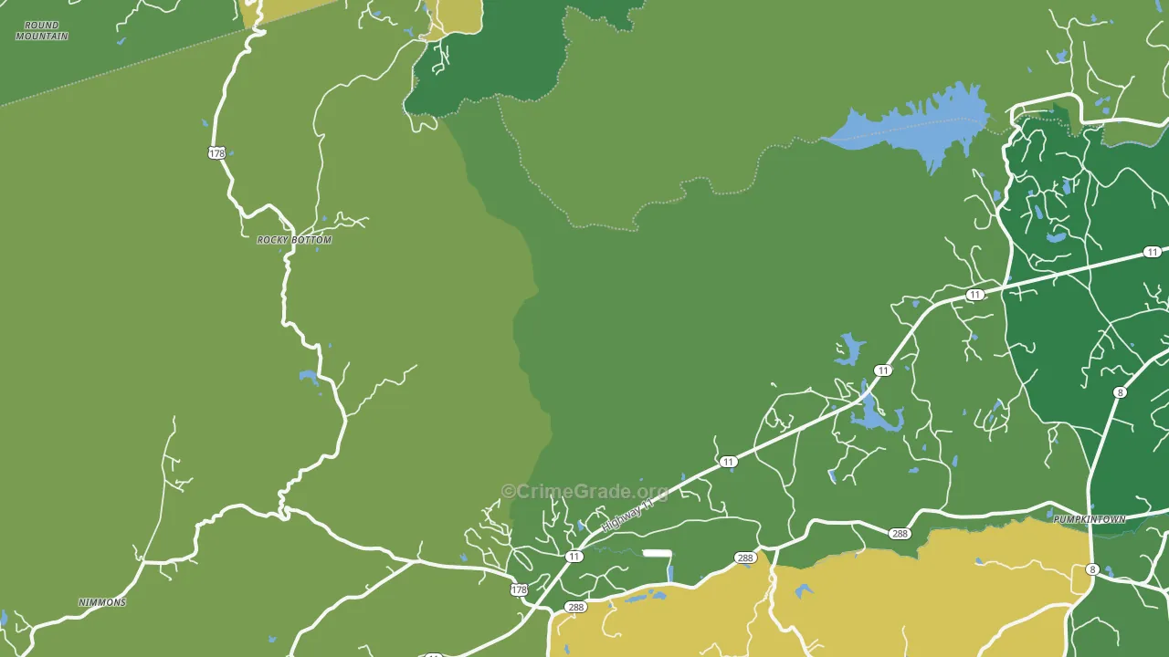 Rocky Bottom, SC Map of Murder Rates