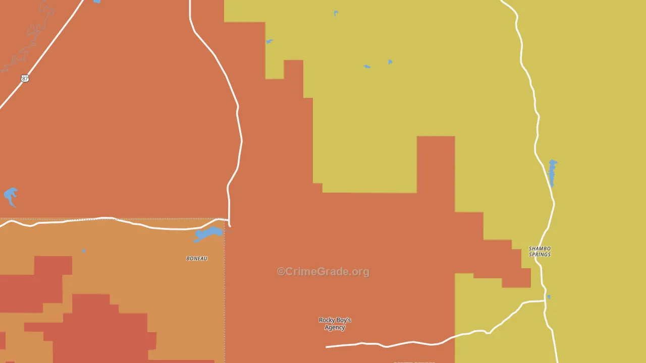 Rocky Boy, MT Map of Murder Rates
