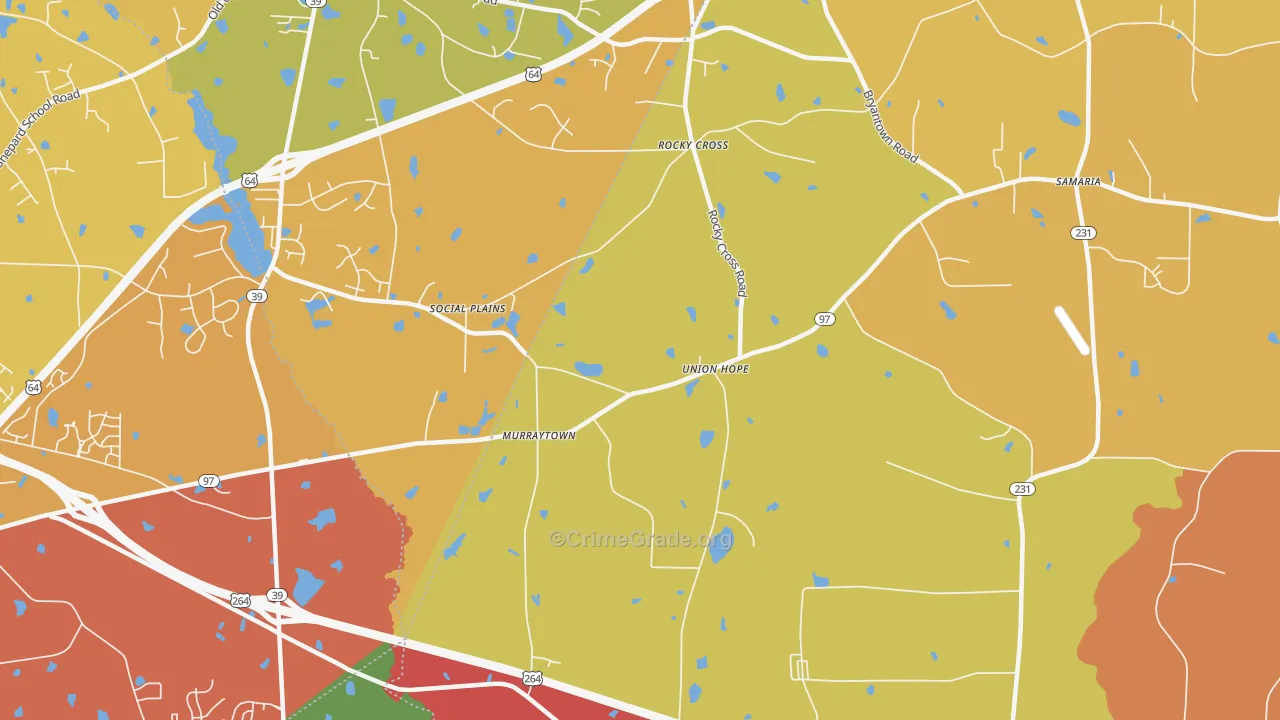 Rocky Cross, NC Map of Murder Rates
