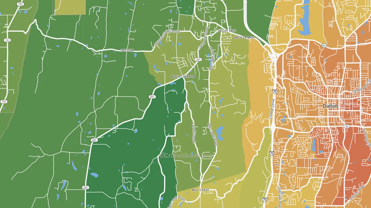 Rocky Face, GA Map of Murder Rates