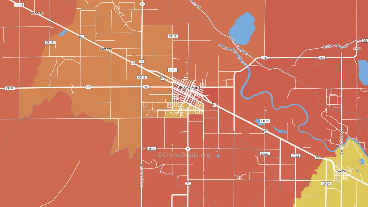 Rocky Ford, CO Map of Murder Rates