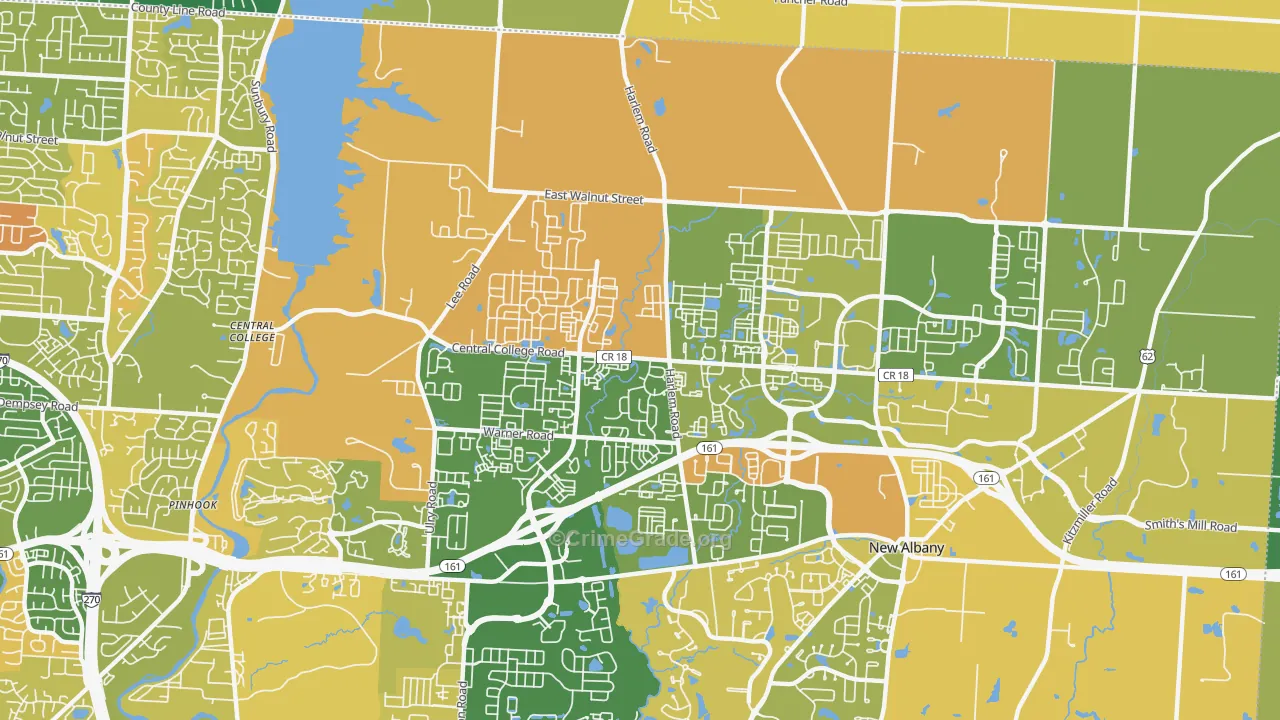 Rocky-Fork Blacklick Accord, Westerville, OH Map of Murder Rates