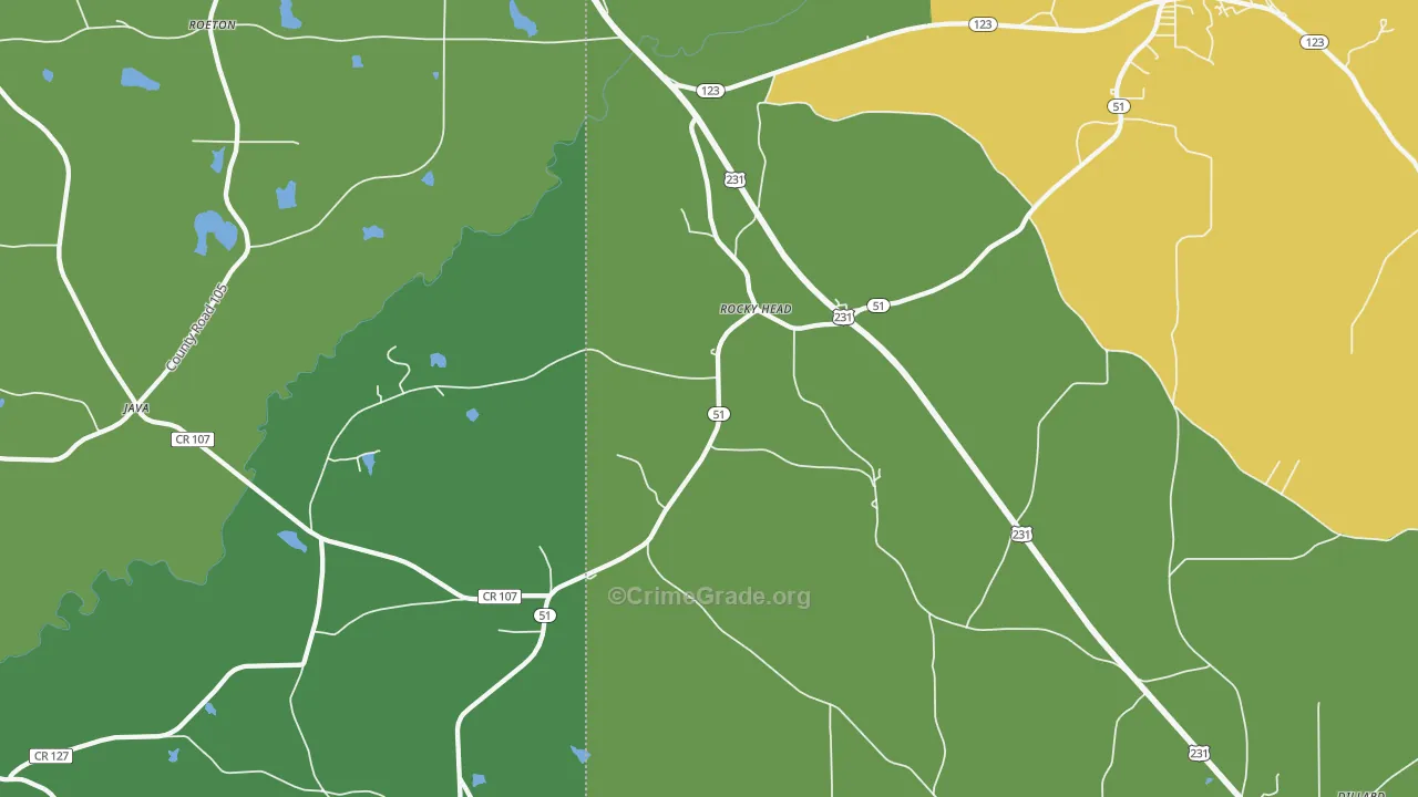 Rocky Head, AL Map of Murder Rates