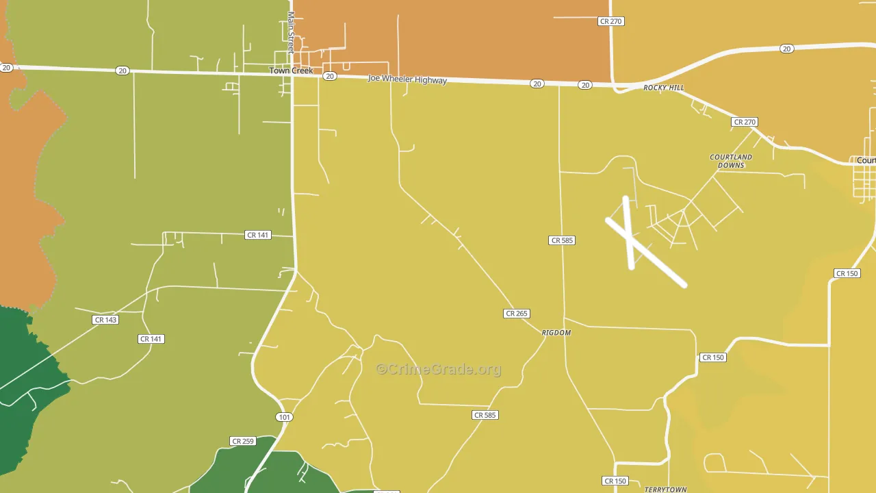 Rocky Hill, AL Map of Murder Rates