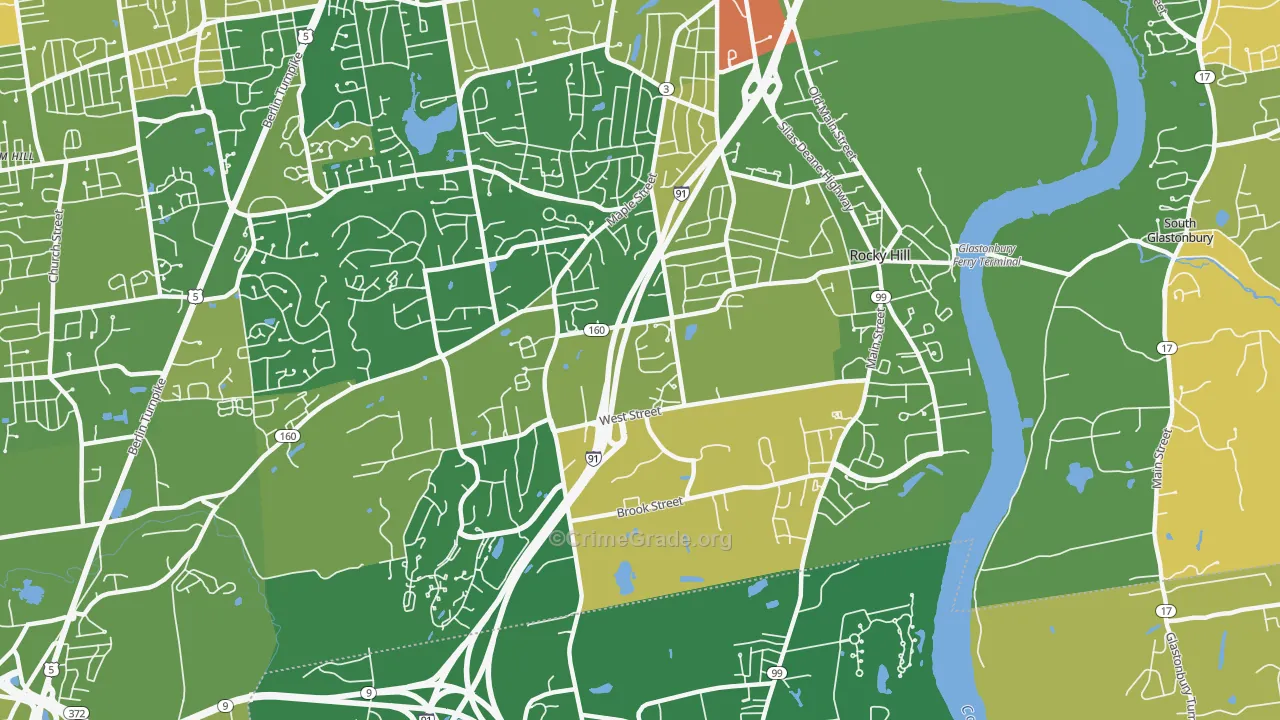 Rocky Hill, CT Map of Murder Rates