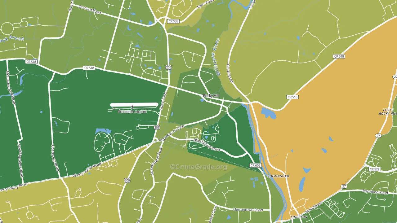 Rocky Hill, NJ Map of Murder Rates