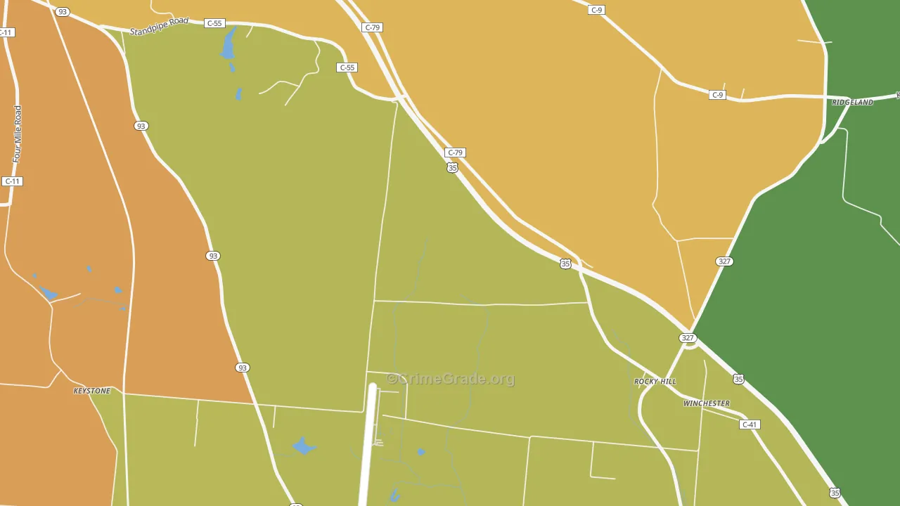 Rocky Hill, OH Map of Murder Rates