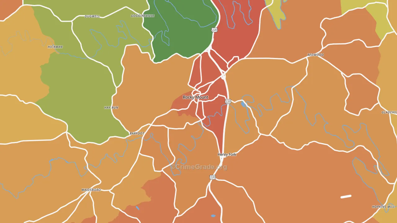Rocky Mount, VA Map of Murder Rates